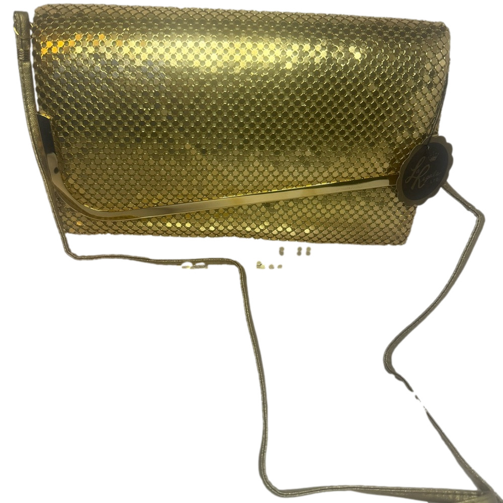 #135 La Regale NWT Gold Mesh Clutch Crossbody Bag